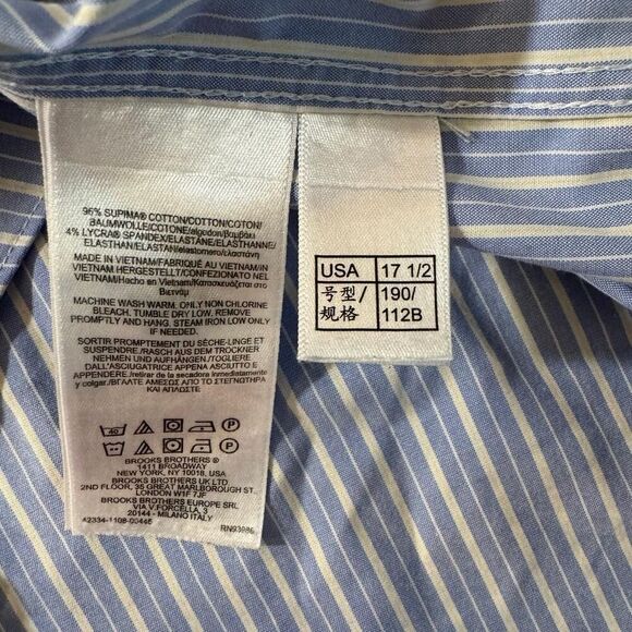 Brooks Brothers Madison Fit Blue and white striped long sleeve button up shirt - Picture 3 of 5